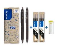PILOT stylo roller FriXion Point Clicker 0,5 mm noir effaçable encre gel thermosensible lot 2 + 2 sets recharges + gomme Noir G