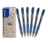PILOT stylo roller G-2 encre gel bleu pointe moyenne 0,7 mm lot de 6 ergonomique rechargeablere Bleu G