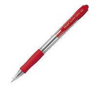 Pilot Pen Stylo à bille rétractable Super Grip, rechargeable, grip en caoutchouc, pointe 1 mm, rouge