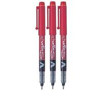 Pilot SW-VSP V Sign Lot de 3 feutres rouges à encre liquide Pointe moyenne 2 mm Trait 0,6 mm Pointe en fibre