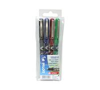 PILOT - V-Ball 0,5 - Roller encre liquide - Pochette de 4 - Noir/Bleu/Rouge/Vert - Pointe fine