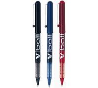 Pilot V Ball Lot de 3 Stylos à bille à encre liquide de 0,5 mm, en noir, bleu et rouge