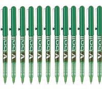 Pilot Pen Stylo roller V-BALL Pointe métal 0,7 mm Encre liquide verte - Lot de 12