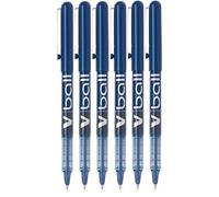Pilot V-Ball VB77Bleu Pointe Fine stylos roller pointe métal 0,7mm encre liquide ligne 0,4mm (Lot de 6)