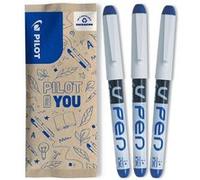 PILOT - V-Pen Effaçable - Lot de 3 stylos plume - Plume Moyenne - Bleu Bleu G