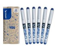 PILOT - 6 Stylos Plume V-Pen Effaçables - Bleu - Plume Moyenne