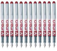 Pilot V-Pen Lot de 12 Stylo à plume jetable largeur de trait 0,4 mm Encre liquide Rouge
