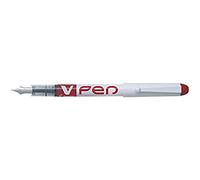 Pilot V-Pen Lot de 12 Stylo à plume jetable largeur de trait 0,4 mm Encre liquide Rouge