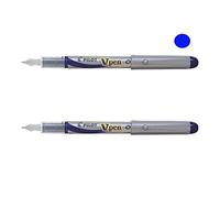 Pilot V-Pen Silver Lot de 2 stylos-plume jetables Encre liquide de couleur bleue