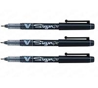 Pilot V Sign Lot de 3 stylos à encre liquide Pointe de 2 mm d'épaisseur Noir