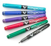 Pilot V Sign Lot de 6 stylos à encre liquide avec une pointe de 2 mm d'épaisseur