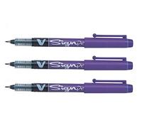 Pilot V Sign Pen Lot de 3 stylos à encre liquide Pointe de 2 mm d'épaisseur Violet