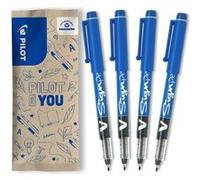 PILOT - V-Sign Pen - Lot de 4 feutres d'écriture encre liquide - Pointe moyenne - Bleu Bleu
