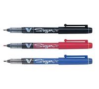 Pilot V Sign Pen - Pointe de 2 mm d'épaisseur - Encre liquide - Lot de 3 - Noir, bleu et rouge