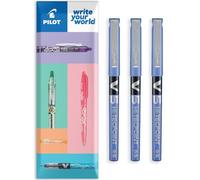 PILOT V5 Hi-Tecpoint Lot de 3 stylos roller à pointe fine de 0,5 mm avec oreiller (bleu)