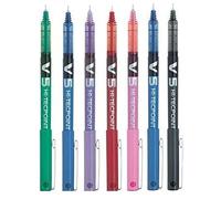 Pilot BX V5 Lot de stylos roller de haute technologie couleurs assorties à pointe extra fine de 0,5 mm Largeur du trait 0,3 mm (7 couleurs : noir, rouge, bleu, vert, violet, rose, bleu ciel)