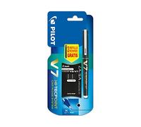 Pilot V7 Cartridge System Liquid Ink Rollerball 0.7 mm Tip - Black Single Pen with 3 Free Refills