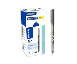 PILOT V7 Hi-Tecpoint Liquid Ink Roller Pen - Black (Pack of 20)