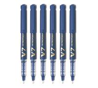 Pilot V7 Hi-Tecpoint Lot de 6 stylos roller à pointe moyenne Bleu