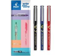 Pilot V7 Hi-Tecpoint Rollerball Pen 0.7 mm Tip - Black/Blue/Red Pack of 3