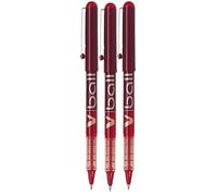 Pilot VB5 Stylo Rouge Stylo roller V Ball Fine stylos pointe métal 0,5 mm Pointe 0.3 mm Ligne Encre liquide (Lot de 3) bl-vb5