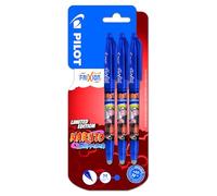 PILOT x NARUTO - Lot de 3 FriXion Ball - Stylos effaçables - Édition limitée Naruto Shipudden - Stylos rollers rechargeables - Bleu - Pointe moyenne