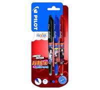 PILOT x NARUTO - Lot de 3 FriXion Ball - Stylos effaçables - Édition limitée Naruto Shipudden - Stylos rollers rechargeables - Noir, Bleu, Rouge - Pointe moyenne