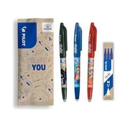 PILOT - Frixion Ball 0.7 - One Piece Édition Limitée - Lot de 3 rollers encre gel effaçable - Pointe Moyenne - Noir, Bleu, Rouge + 1 set de 3 recharges Bleu et 4 stickers Noir, Bleu, Rouge G