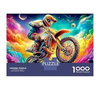 Pilote crâne 1000 Pieces Sturdy Paper Board Motocross néon Jigsaw Puzzles for Teens Digital Detox Home Decor Recycled Cardboard 70x50cm/1000pcs