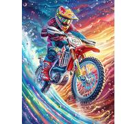 Pilote de Motocross dans la forêt Arc-en-Ciel 500 Pièces Puzzle Adulte en Carton sans Déformation Très Difficile Anti-Stress Jeu De Société Idée Cadeau Anniversaire Rapport Premium 500 PCS