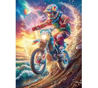 Pilote de Motocross dans Le désert 1000 Pièces Puzzle Débutant en Carton sans Déformation Animal Conte de fées Fantastique Facile Apprentissage Anti-Stress Passe-Temps Idée Cadeau Saint