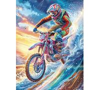 Pilote de Motocross dans l'eau 500 Pièces Puzzle Débutant en Carton sans Déformation Contes de fées fantastiques d'animaux Sauvages Facile Apprentissage Anti-Stress Passe-Temps Idée Cadeau Saint Val