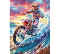 Pilote de Motocross dans l'océan Ardent 1000 Pièces Puzzle Amateur d'art en Carton Anti-Déchirure Haute Qualité Animal de Conte de fées d'accompagnement Difficile Niveau Expert Décoration Murale Idée