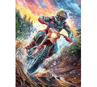 Pilote de Motocross en Terrain accidenté 300 Pieces Casse-tête Créatif en Carton Épais Rigide Rêve de Peinture à l'huile Conte de fées Difficulté Moyenne Activité Manuelle Loisir Créatif Cadeau Noël