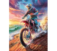 Pilote de Motocross sur Un Sentier Rocheux 1000 Pièces Puzzle pour Ado en Carton Épais Haute Densité Rêve Magique de Science-Fiction Facile Débutant Jeu De Société Idée Cadeau Anniversaire Petit Prix