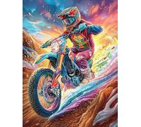 Pilote de Motocross sur Un Terrain de Terre 300 Pieces Casse-tête Créatif en Carton Ã‰Pais Rigide Mythes Conte de fées Difficulté Moyenne Activité Manuelle Loisir Créatif Cadeau Noël Q