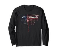 Pilote d'hélicoptère Aviation Drapeau américain USA Drip Graffiti Manche Longue
