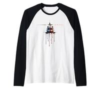 Pilote d'hélicoptère Aviation Drapeau américain USA Drip Graffiti Manche Raglan