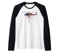 Pilote d'hélicoptère Aviation Drapeau américain USA Drip Graffiti Manche Raglan
