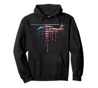 Pilote d'hélicoptère Aviation Drapeau américain USA Drip Graffiti Sweat à Capuche