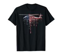 Pilote d'hélicoptère Aviation Drapeau américain USA Drip Graffiti T-Shirt