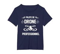 Pilote Drone Professionnel Pilote Drone Humour Cadeau Drones T-Shirt, Femme Grandes Tailles, Bleu Marine, 3X