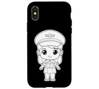 Pilote fille style dessin animé leçons de vol Coque pour iPhone X/XS