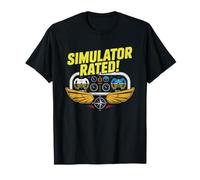 Pilote Flight Sim Insigne Simulateur Licence Virtuel T-Shirt