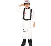 Pilote Galaxie Aventure Combinaison Spatiale Carnaval Enfants Costume Avec Casque Espace Stars Capitaine Planète Voyage de Rêve, Taille : 110/116 Couleur : Blanc