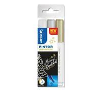 PILOT Pochette 3 Marqueurs Pintor – multi-supports, pointe extra-fine – Or/Argent/Blanc