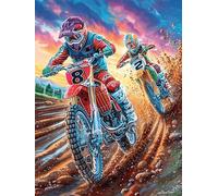 Pilotes de motocross dans le canyon ardent 1000 Pièces Puzzle Adulte En Carton Sans Déformation Conte de fées d'accompagnement magique Très Difficile Anti-Stress Jeu De Société Idée Cadeau Anniversair