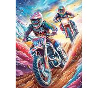 Pilotes de Motocross en Terrain accidenté 1000 Pièces Puzzle Expert Confirmé en Carton Rigide Haute Densité Contes de fées fantastiques d'animaux Sauvages Très Difficile Motif Complexe Décoration Mu