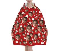 Pilou Pilou Femme homme Panda Pull Plaid Oversize en poncho Polaire Couverture à Capuche Avec Photo de Visage objet Personnalisable sweat plaid vetement hiver blanket chaud cadeau Personnalisée