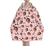 Pilou Pilou Femme homme Panda Pull Plaid Oversize en poncho Polaire Couverture à Capuche Avec Photo de Visage objet Personnalisable sweat plaid vetement hiver blanket chaud cadeau Personnalisée
